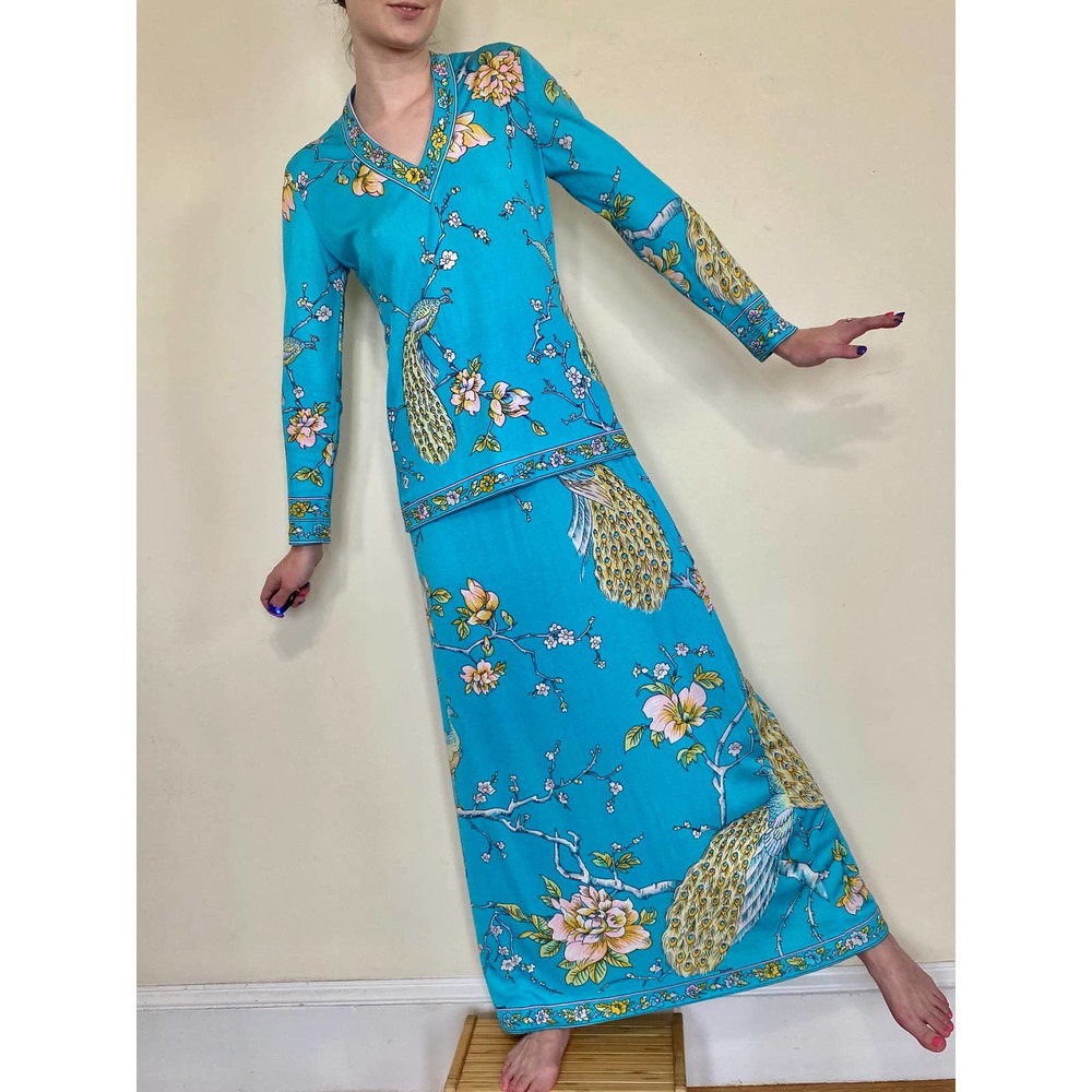 70’s Turquoise Maurice Psychedelic Peacock Set